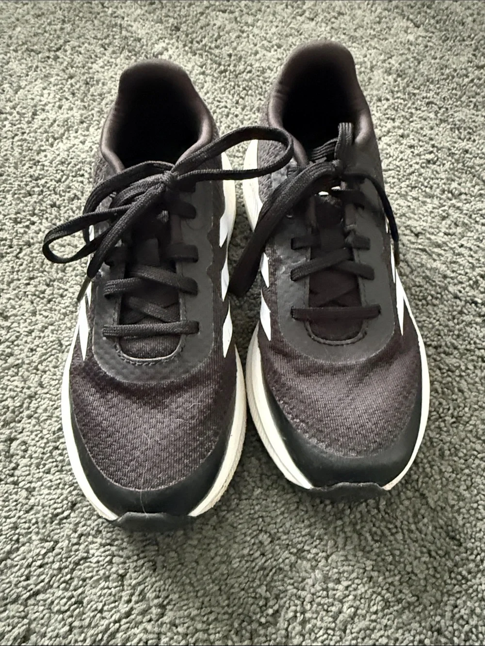 adidas youth kids Black and White Athletic Running Sneakers